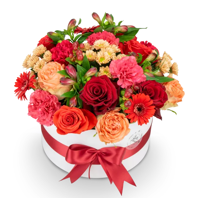 Box červených květin